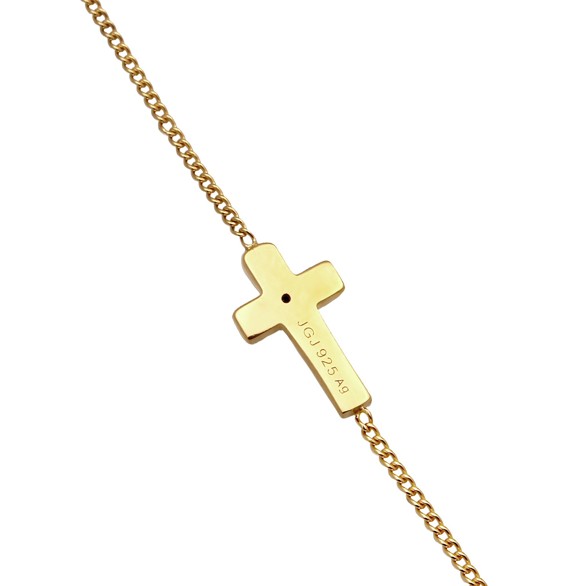 Gold Kalung Perhiasan Perak 925 Wanita Cross White Crystals Gold Plated