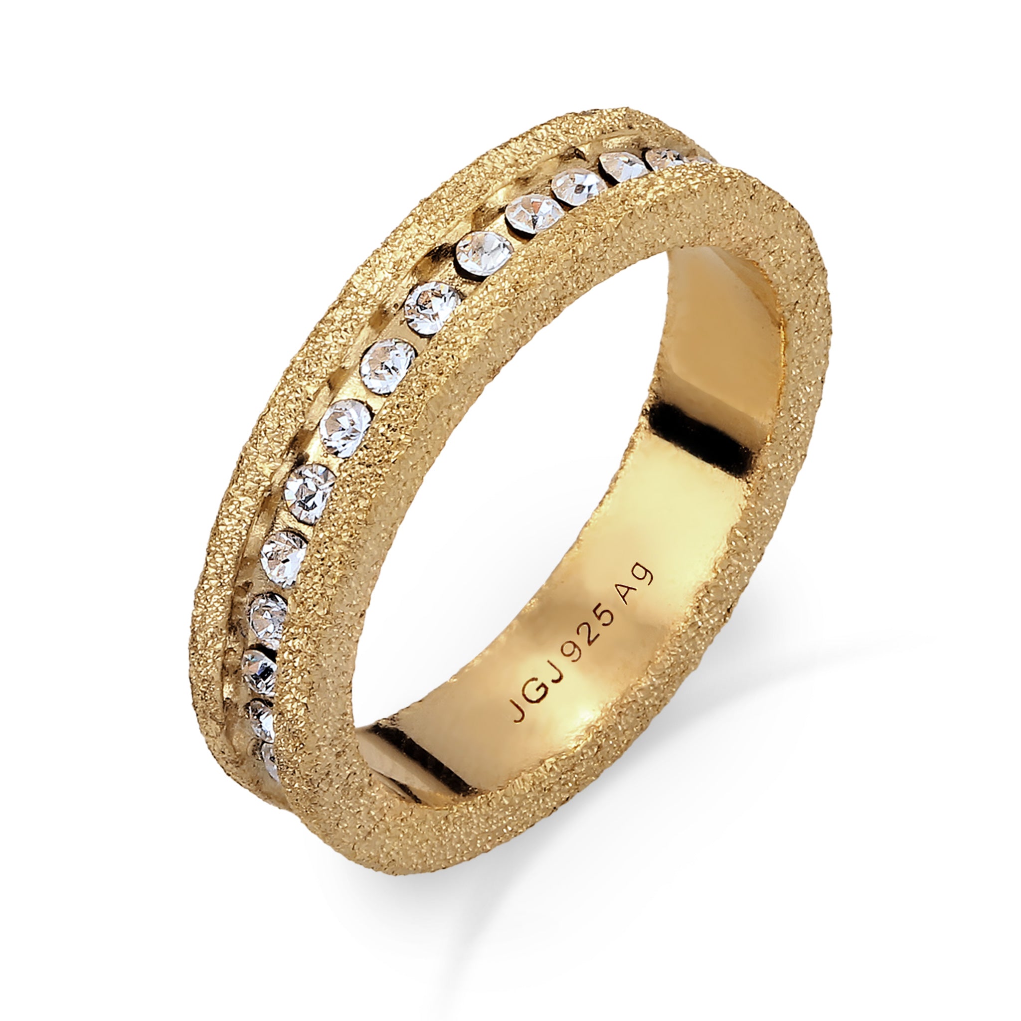 Gold Cincin Perhiasan Perak 925 Wanita White Crystals Bandring Gold Plated