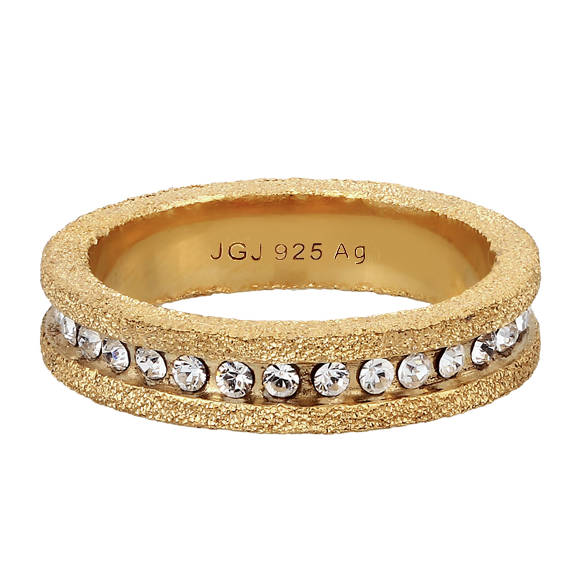 Gold Cincin Perhiasan Perak 925 Wanita White Crystals Bandring Gold Plated