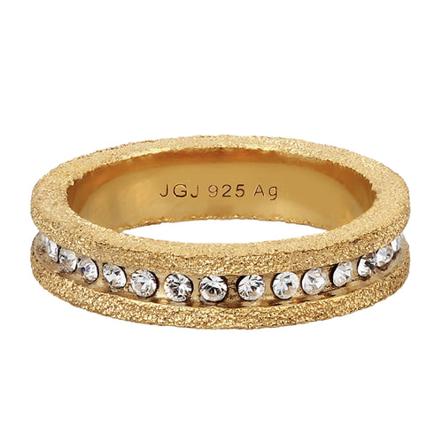 Gold Cincin Perhiasan Perak 925 Wanita White Crystals Bandring Gold Plated
