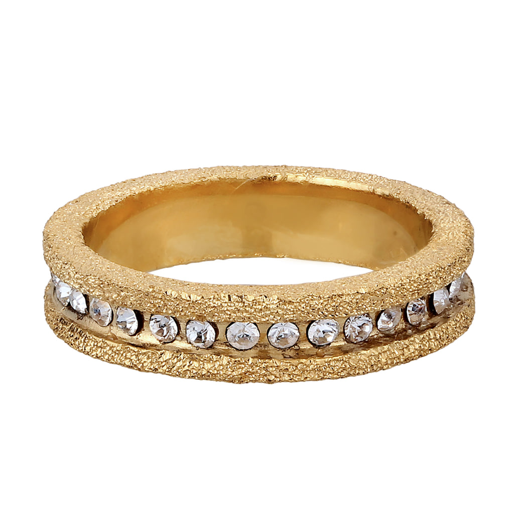 Gold Cincin Perhiasan Perak 925 Wanita White Crystals Bandring Gold Plated