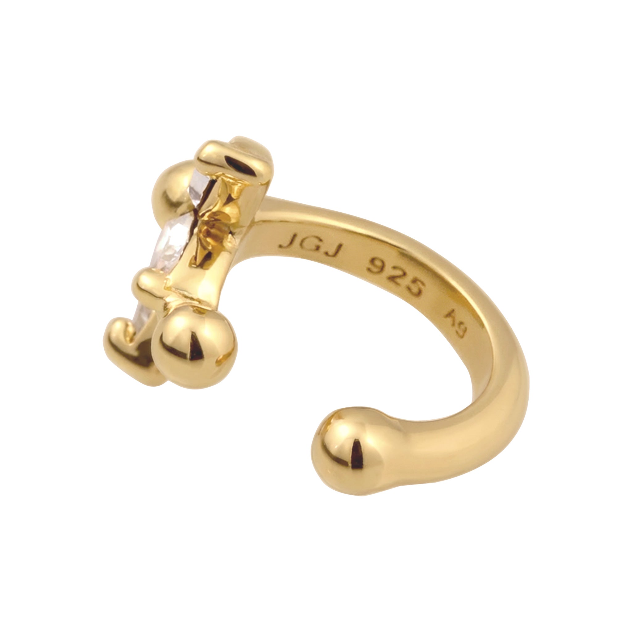 Gold Anting Perhiasan Perak 925 Wanita Earcuff Single Flower White Crystals Gold Plated