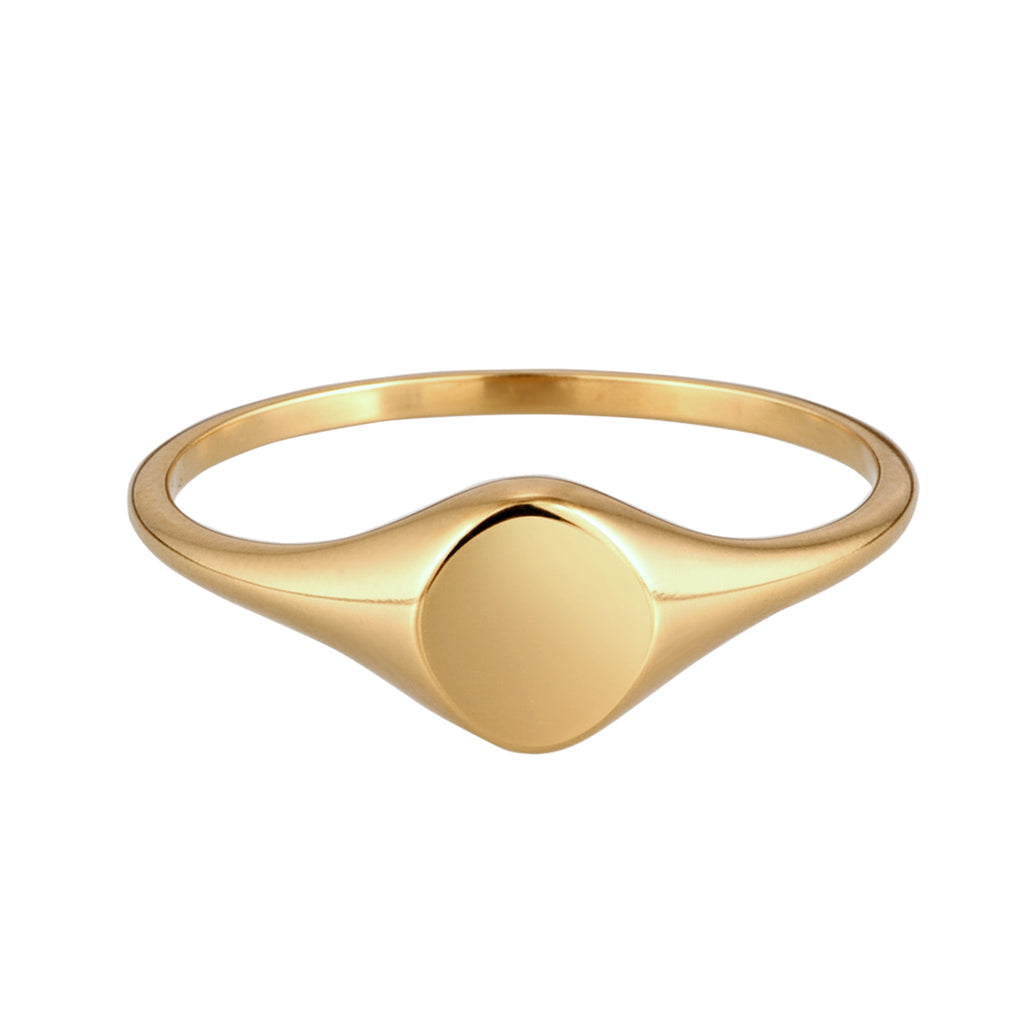 Gold Cincin Perhiasan Perak 925 Wanita Signet Gold Plated
