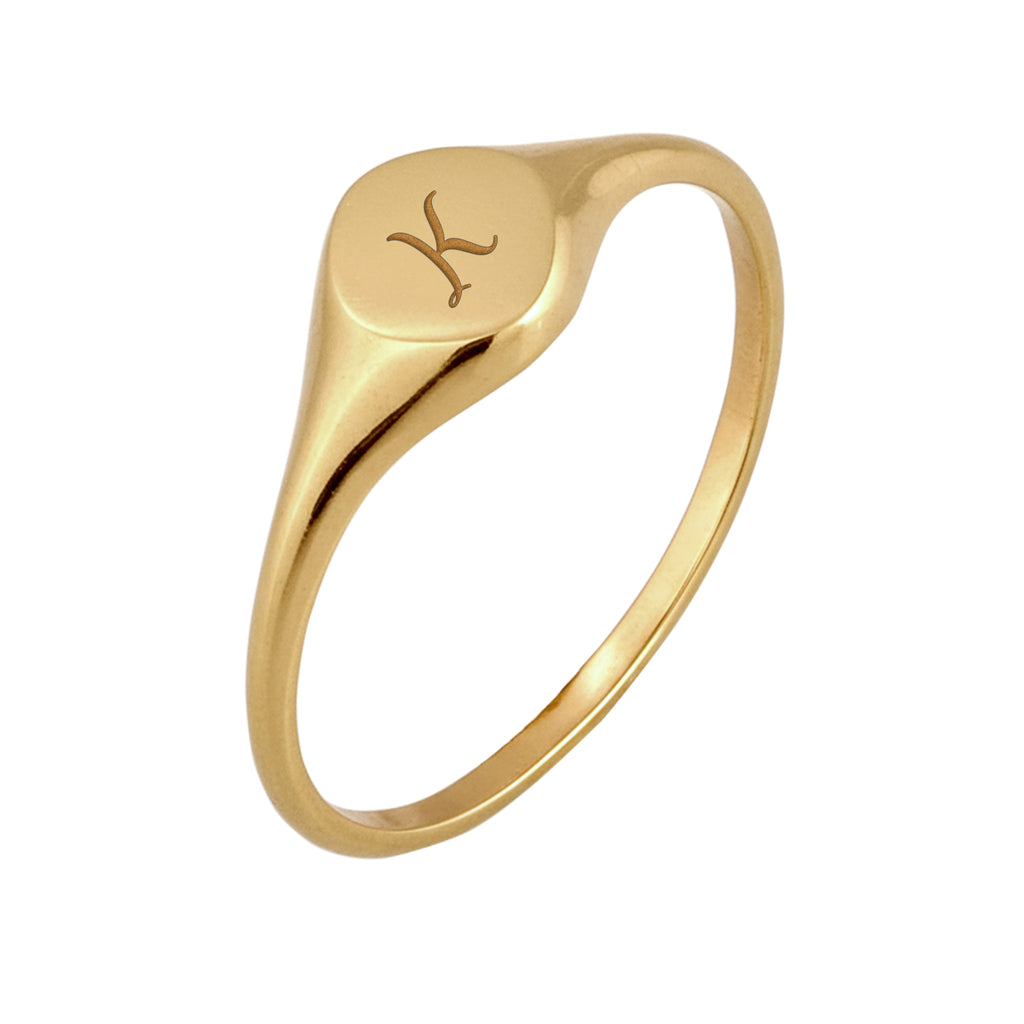 Gold Cincin Perhiasan Perak 925 Wanita Signet Gold Plated