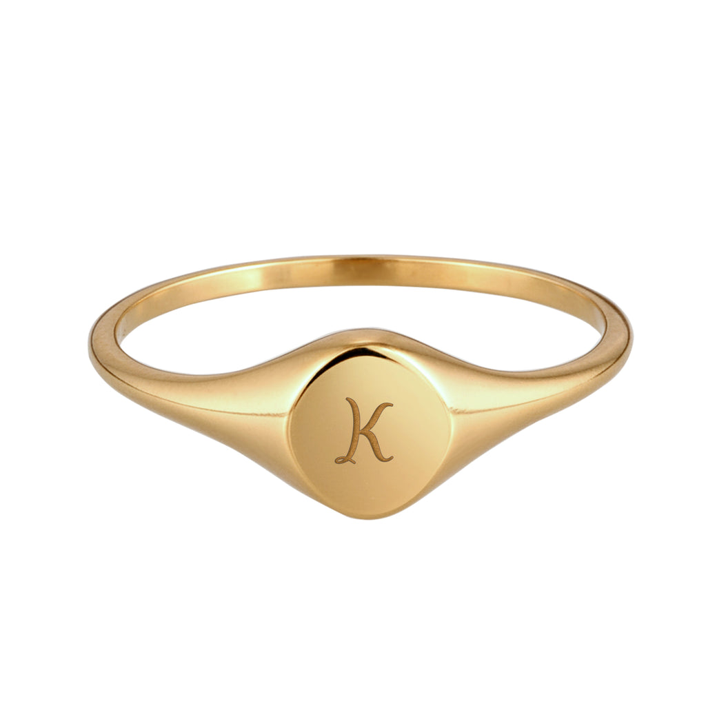 Gold - Elli | Gold Signet Ring 925 Silver Gold Plated