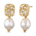 Gold Anting Perhiasan Perak 925 Wanita Platelet Swarovski® Pearl Gold Plated
