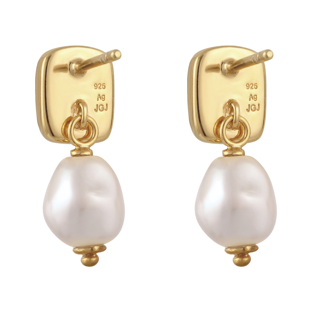 Gold Anting Perhiasan Perak 925 Wanita Platelet Swarovski® Pearl Gold Plated