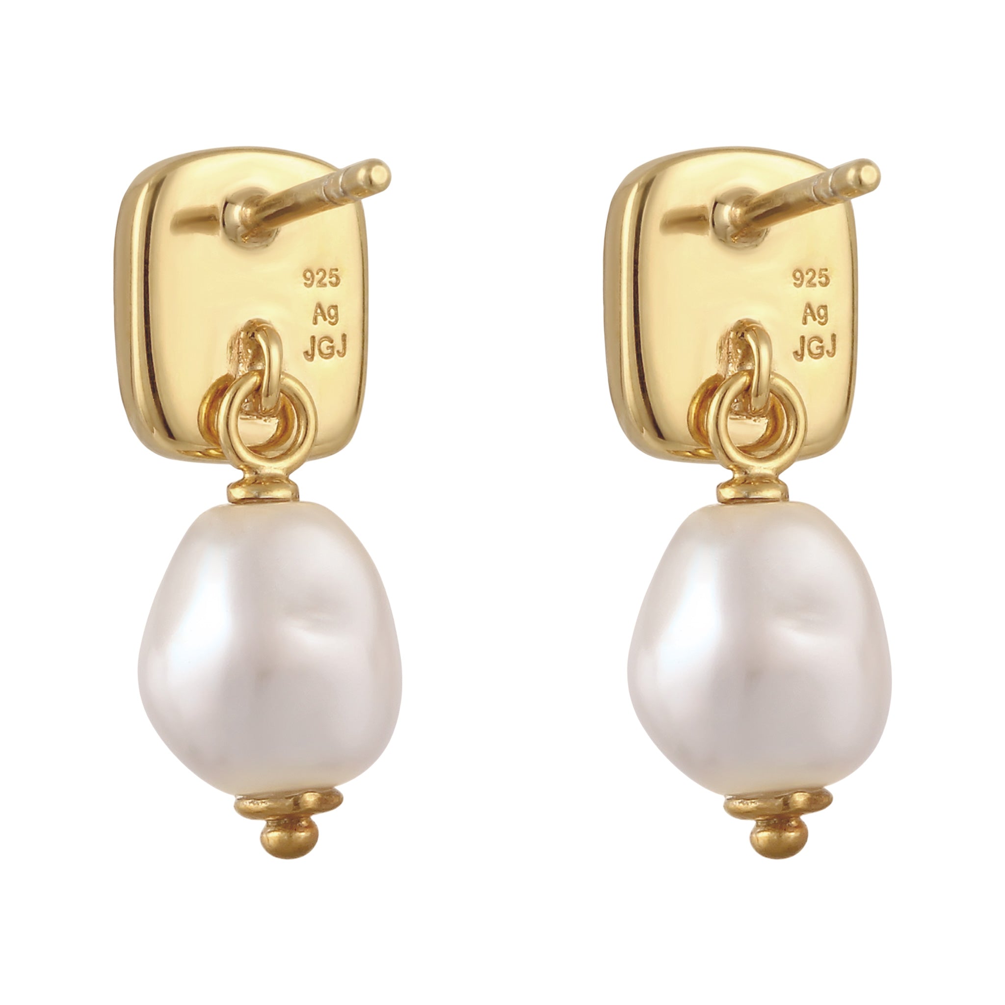 Gold Anting Perhiasan Perak 925 Wanita Platelet Swarovski® Pearl Gold Plated