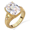Vintage Statement Ring 925 Silver Gold Plated White Zirconia
