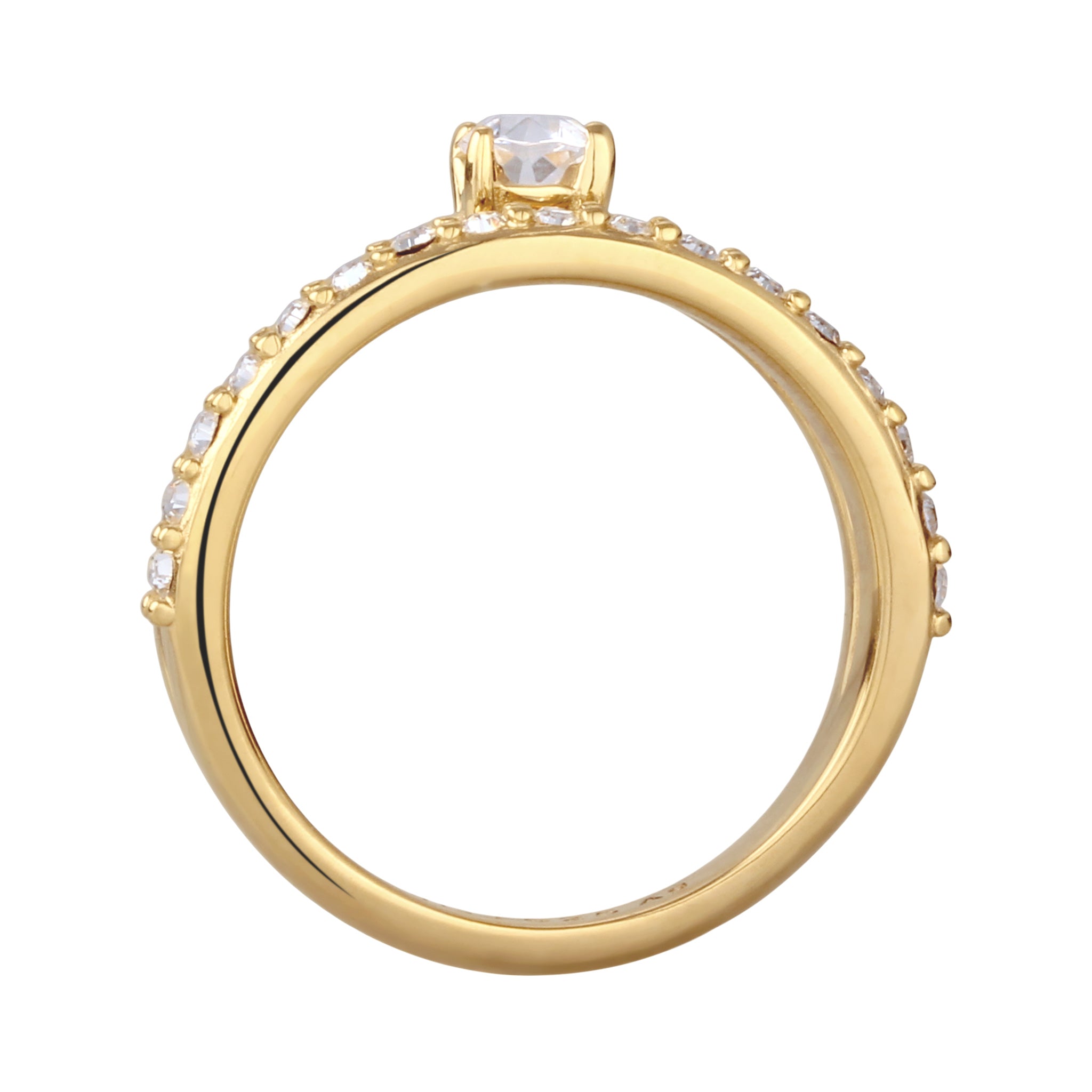 Gold Cincin Perhiasan Perak 925 Wanita White Crystals Gold Plated