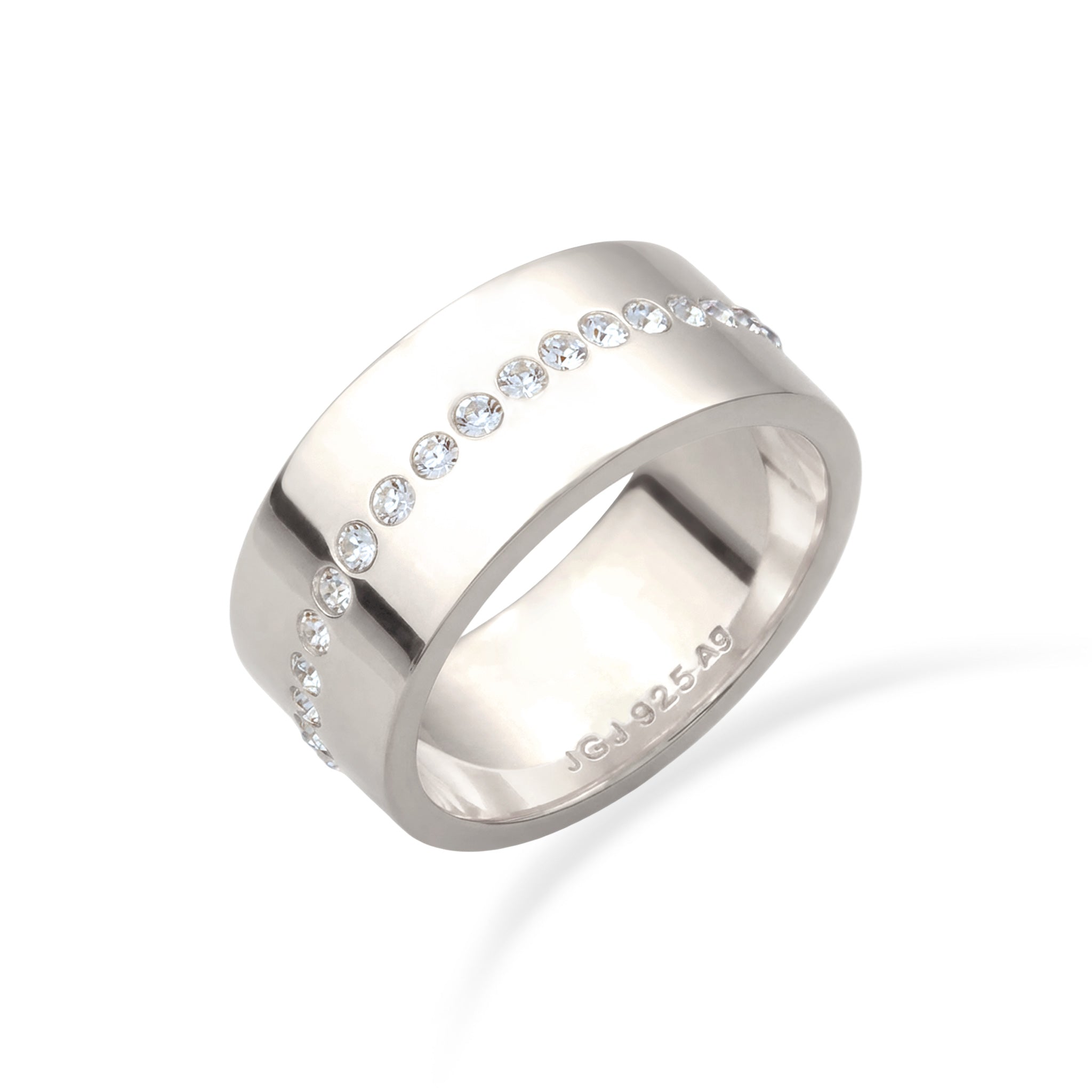 Silver Cincin Perhiasan Perak 925 Wanita Bandring White Swarovski® Crystals