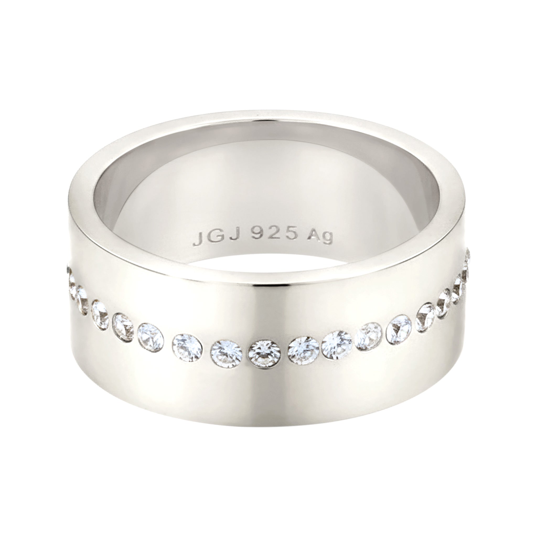 Silver Cincin Perhiasan Perak 925 Wanita Bandring White Swarovski® Crystals