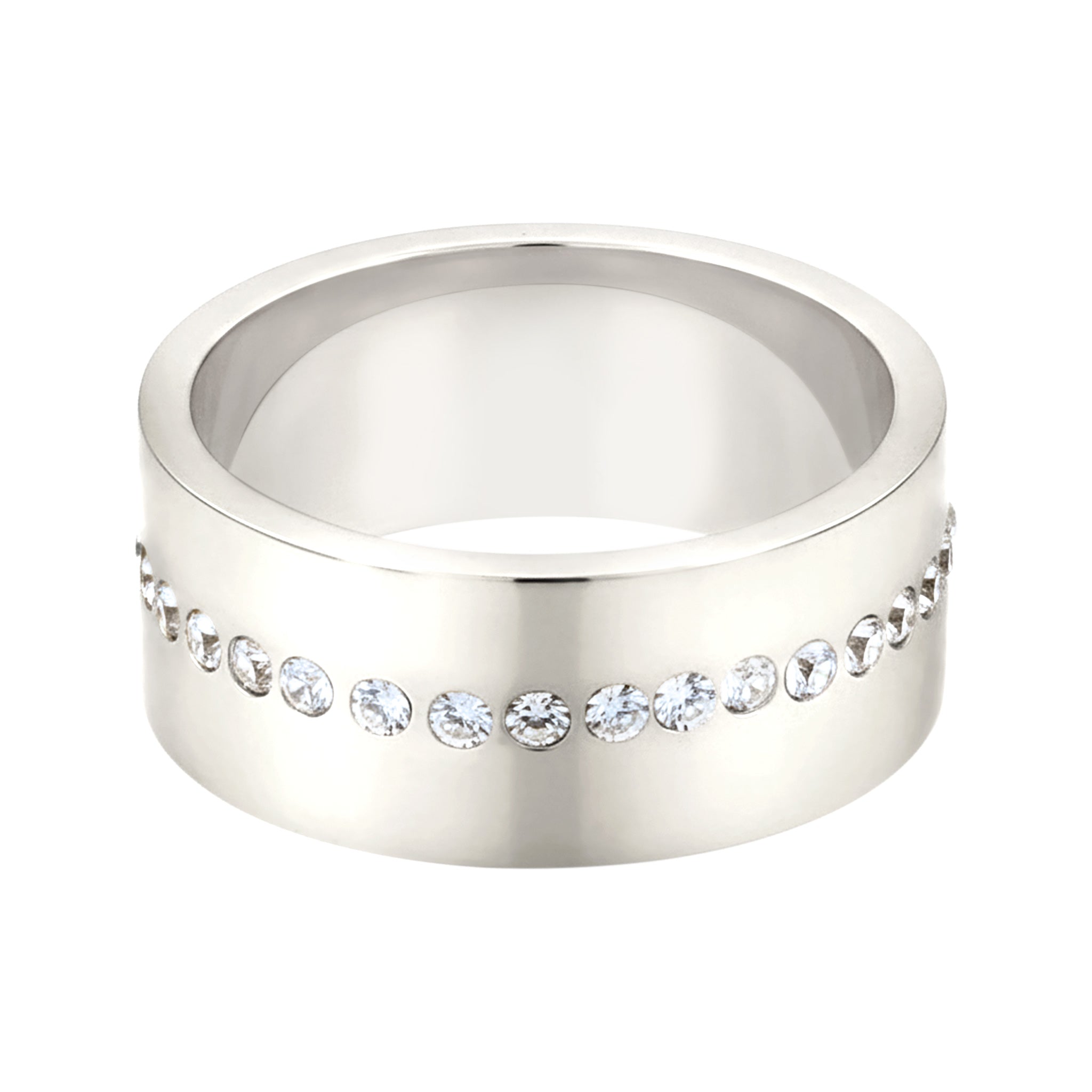 Silver Cincin Perhiasan Perak 925 Wanita Bandring White Swarovski® Crystals