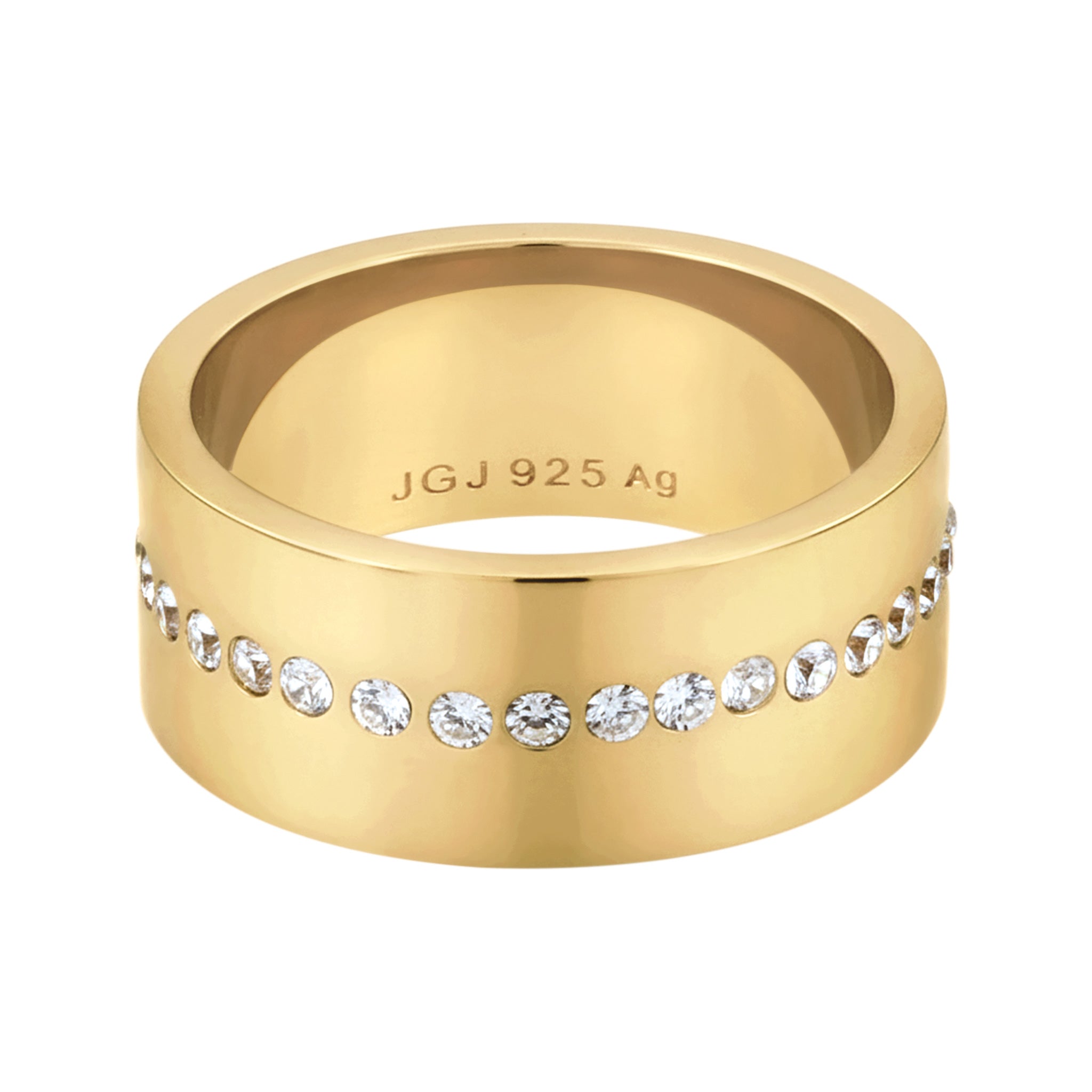 Gold Cincin Perhiasan Perak 925 Wanita Bandring White Crystals Gold Plated