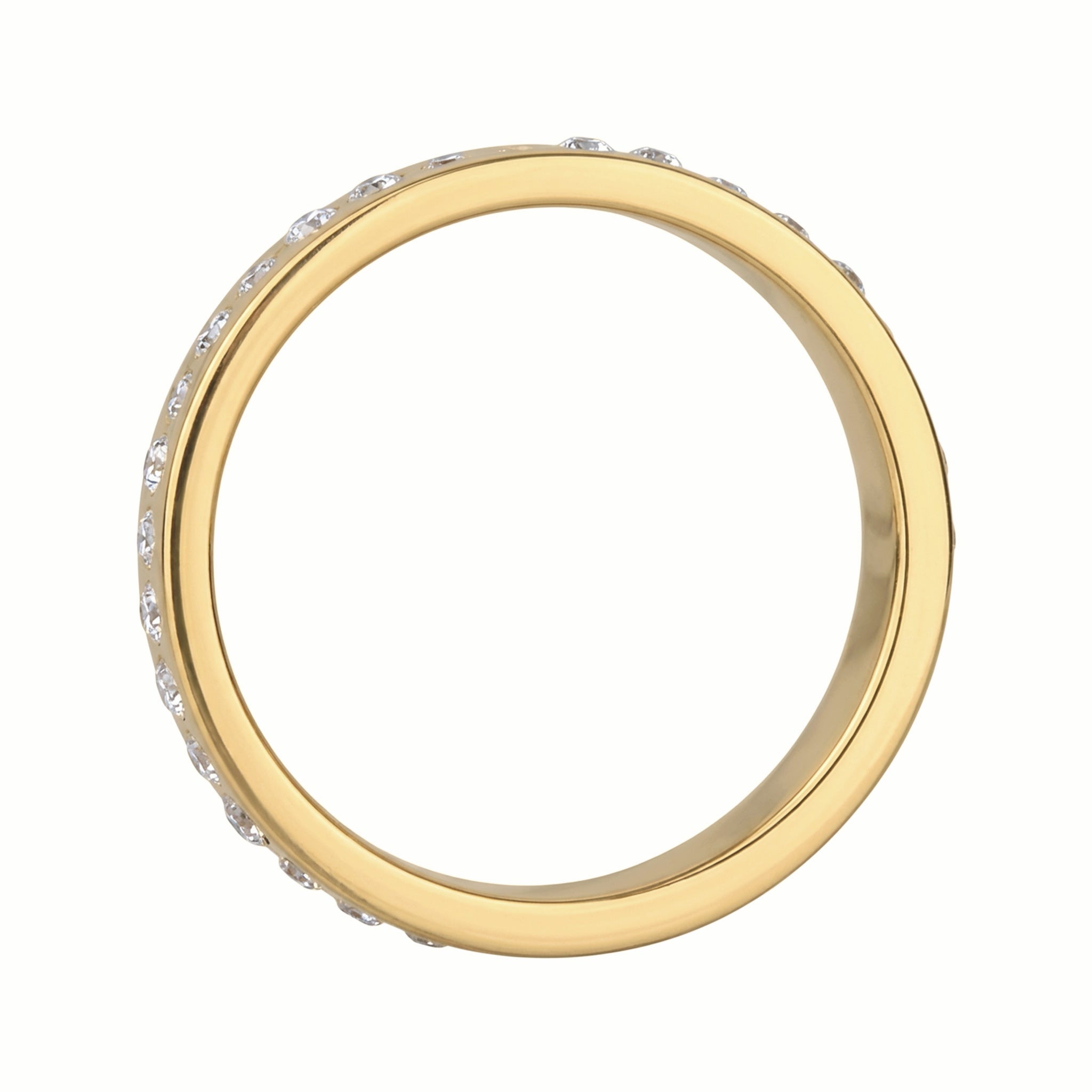 Gold Cincin Perhiasan Perak 925 Wanita Bandring White Crystals Gold Plated