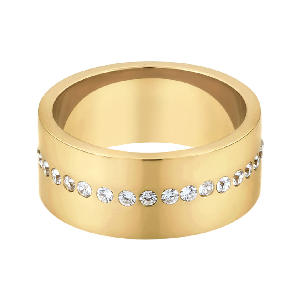 Gold Cincin Perhiasan Perak 925 Wanita Bandring White Crystals Gold Plated