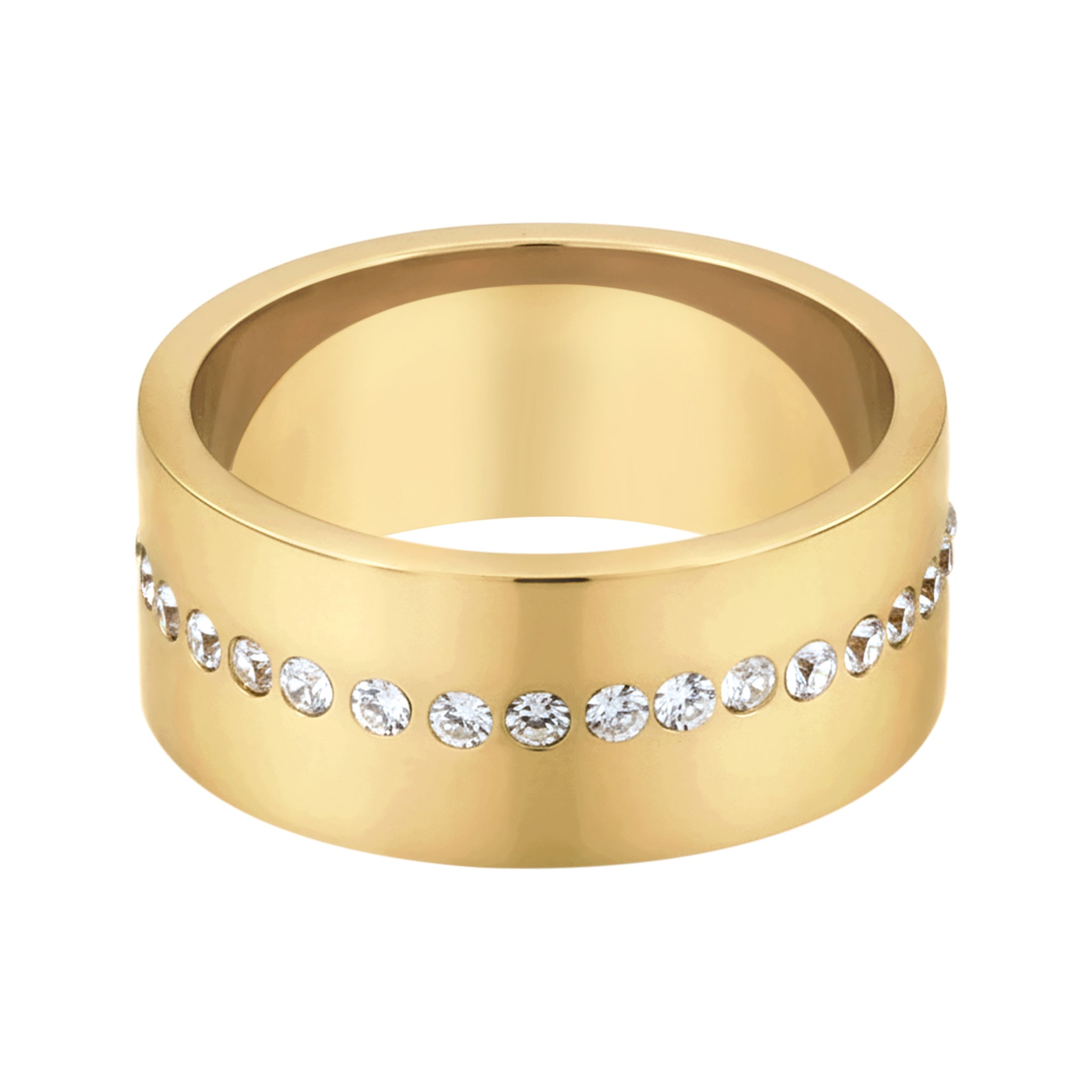 Gold Cincin Perhiasan Perak 925 Wanita Bandring White Crystals Gold Plated