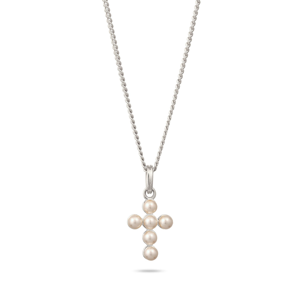 Cross Necklace 925 Silver – Embellished with Pearls by Swarovski®