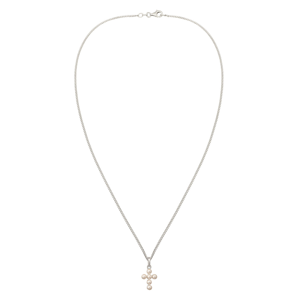 Cross Necklace 925 Silver – Embellished with Pearls by Swarovski®