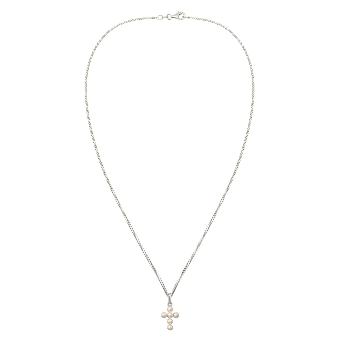 Cross Necklace 925 Silver – Embellished with Pearls by Swarovski®