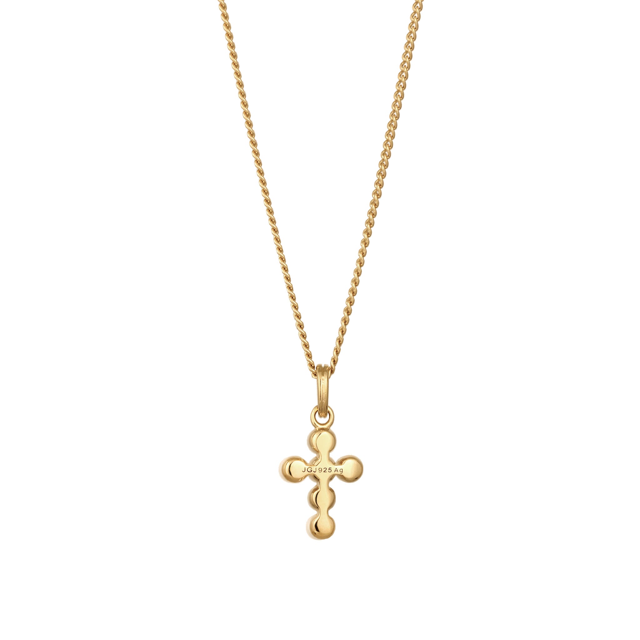 Gold Kalung Perhiasan Perak 925 Wanita Cross White Pearl Gold Plated