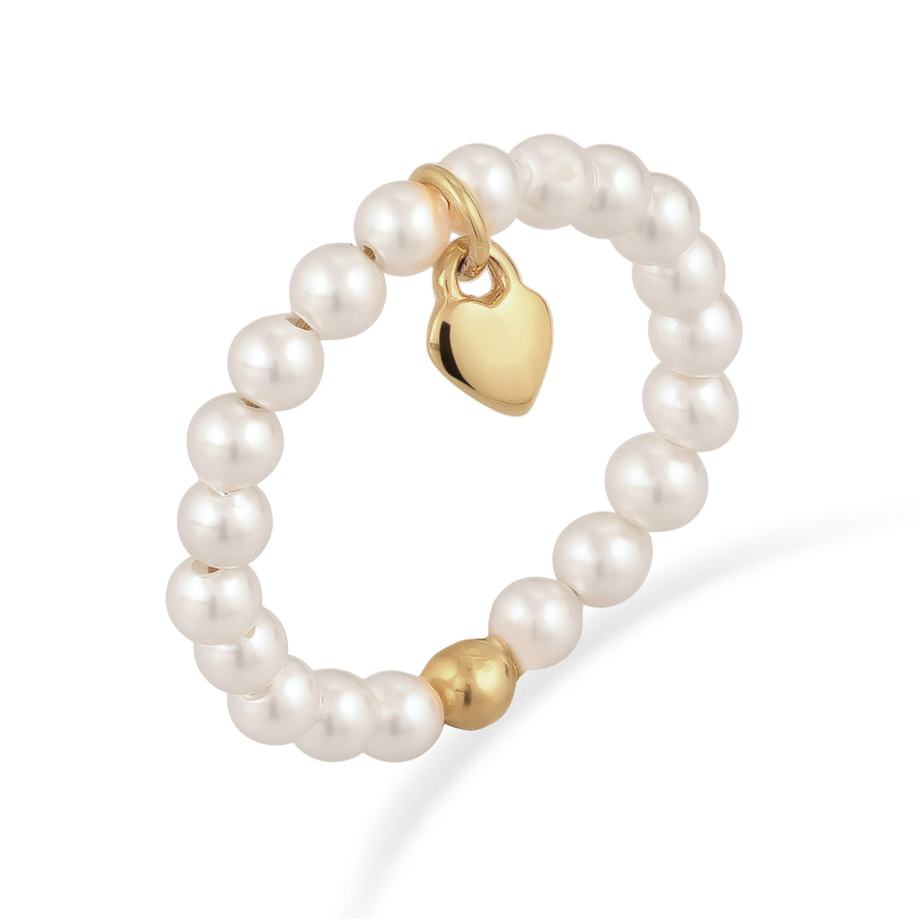 Gold Cincin Perhiasan Perak 925 Wanita Heart Swarovski® Pearl Gold Plated