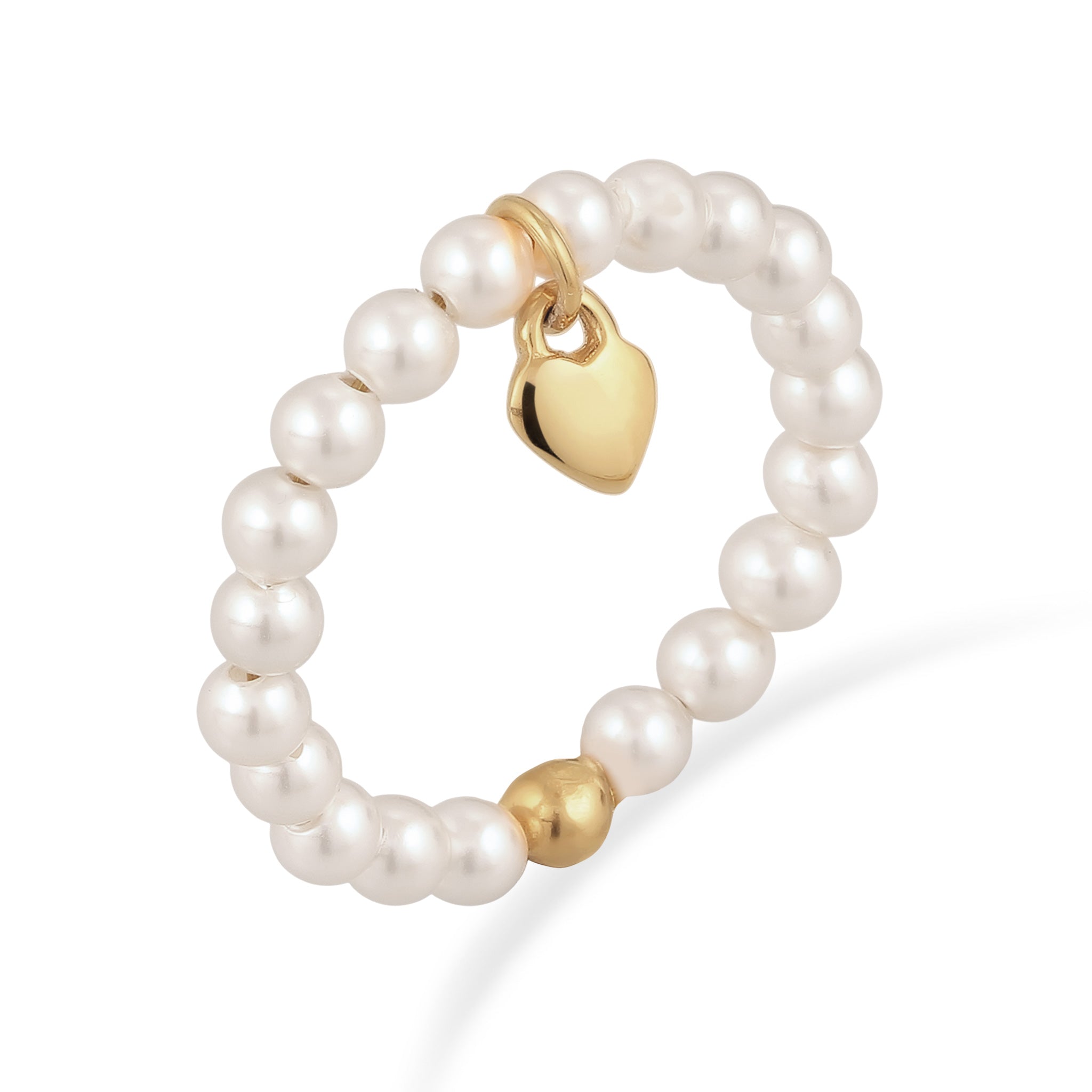 Gold Cincin Perhiasan Perak 925 Wanita Heart Swarovski® Pearl Gold Plated