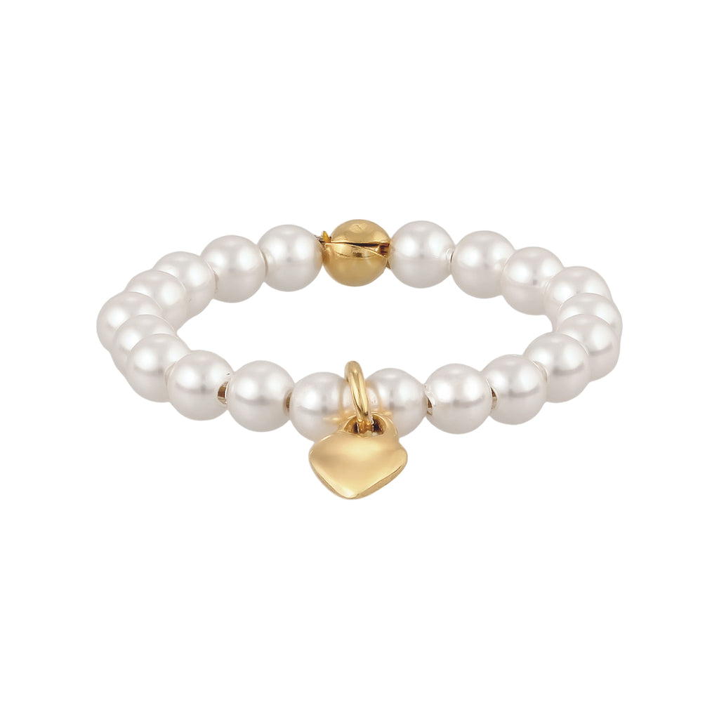 Gold Cincin Perhiasan Perak 925 Wanita Heart Swarovski® Pearl Gold Plated