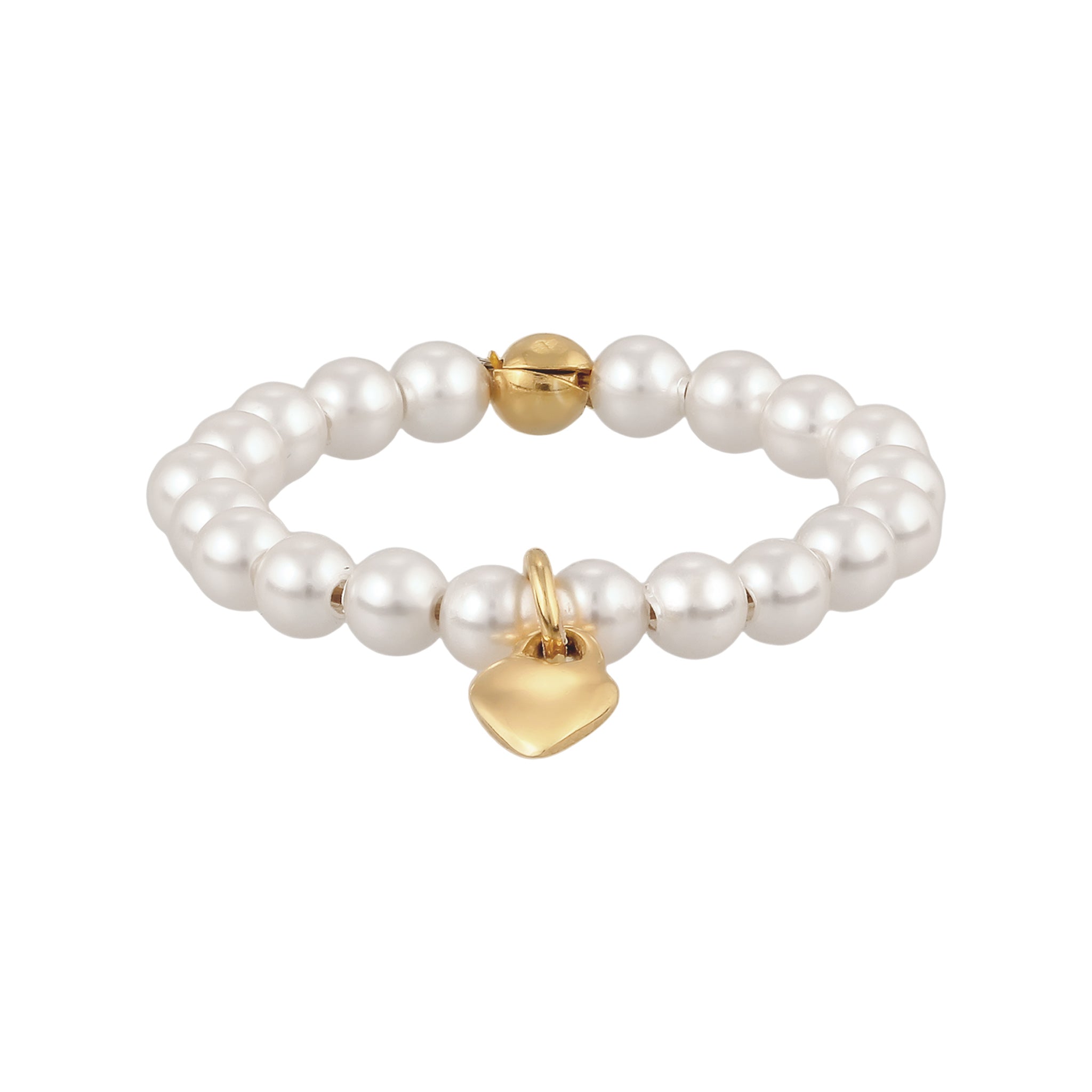 Gold Cincin Perhiasan Perak 925 Wanita Heart Swarovski® Pearl Gold Plated