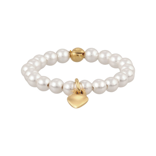 Gold Cincin Perhiasan Perak 925 Wanita Heart Swarovski® Pearl Gold Plated