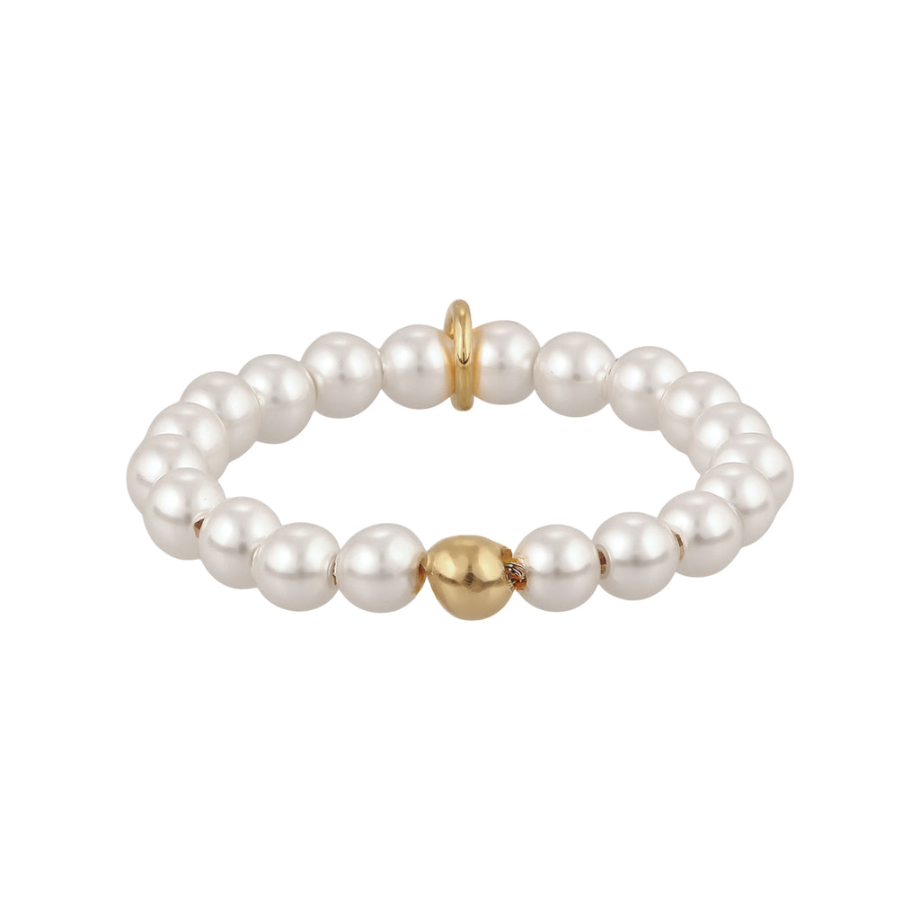 Gold Cincin Perhiasan Perak 925 Wanita Heart Swarovski® Pearl Gold Plated