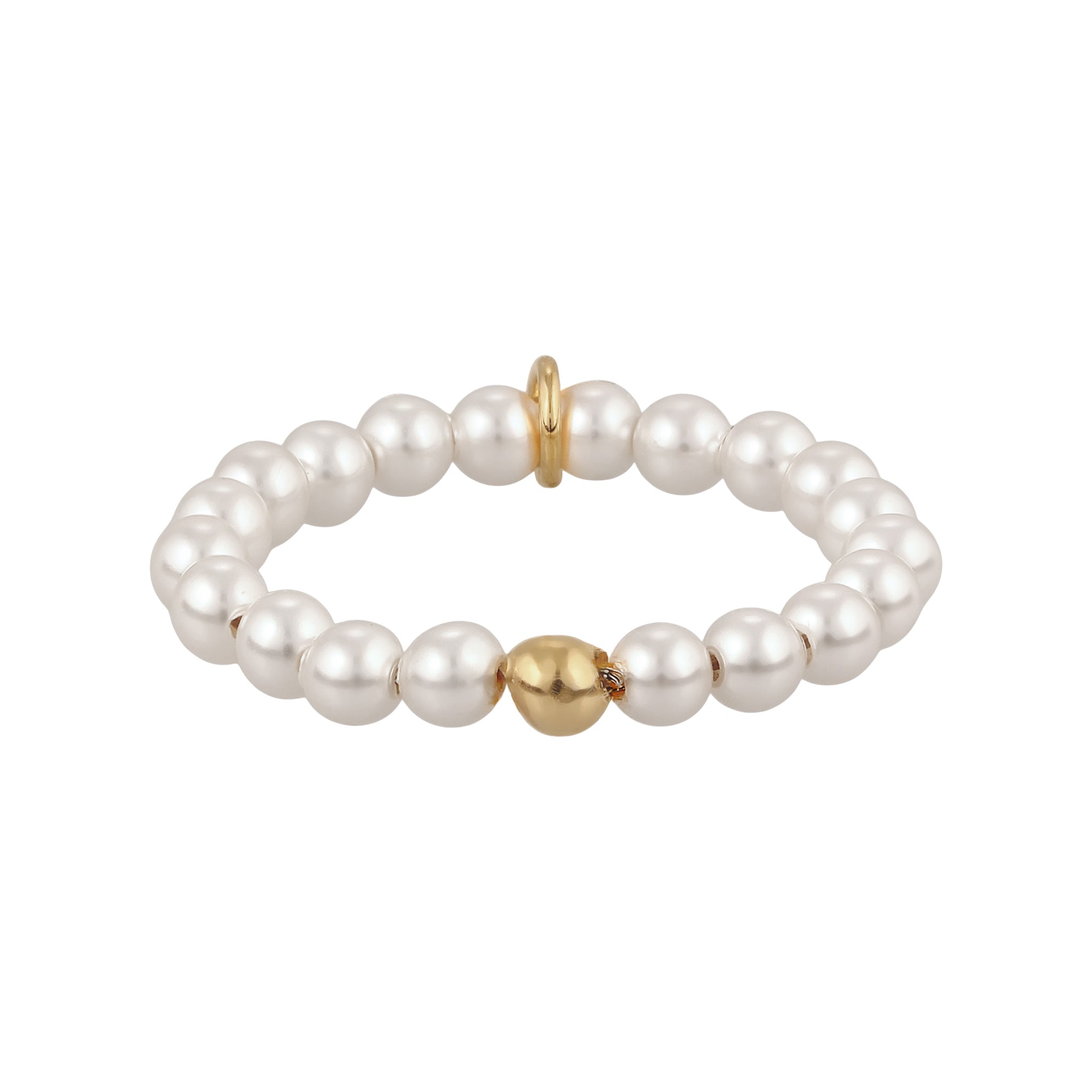 Gold Cincin Perhiasan Perak 925 Wanita Heart Swarovski® Pearl Gold Plated