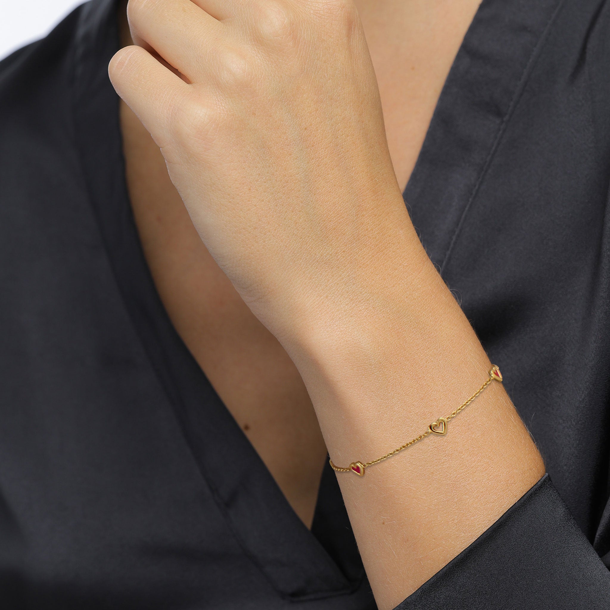 Gold Set Perhiasan Perak 925 Wanita Heart Enamel Gold Pated