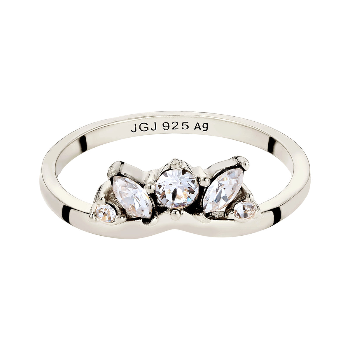 Crown Cluster Ring 925 Silver – Embellished with Crystals by Swarovski®