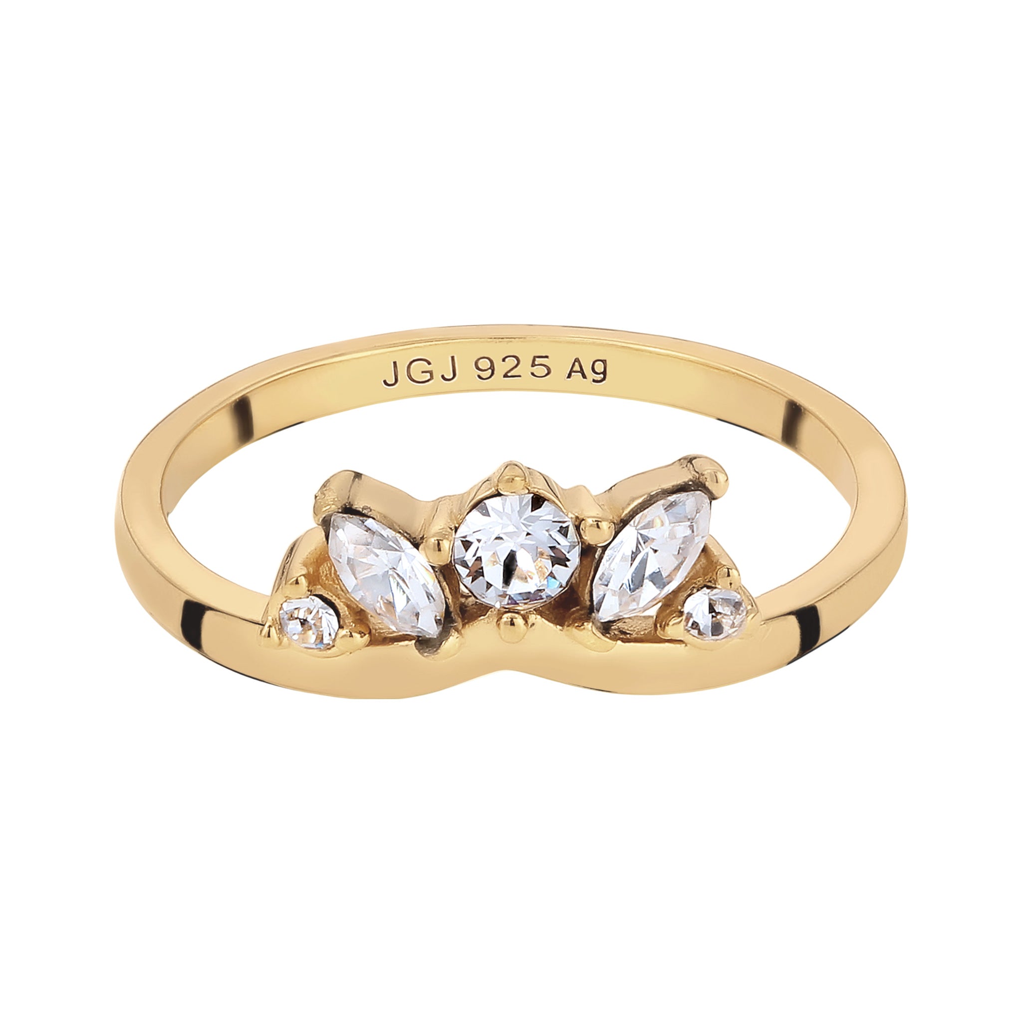 Gold Cincin Perhiasan Perak 925 Wanita Sparkling Crystals White Gold Plated