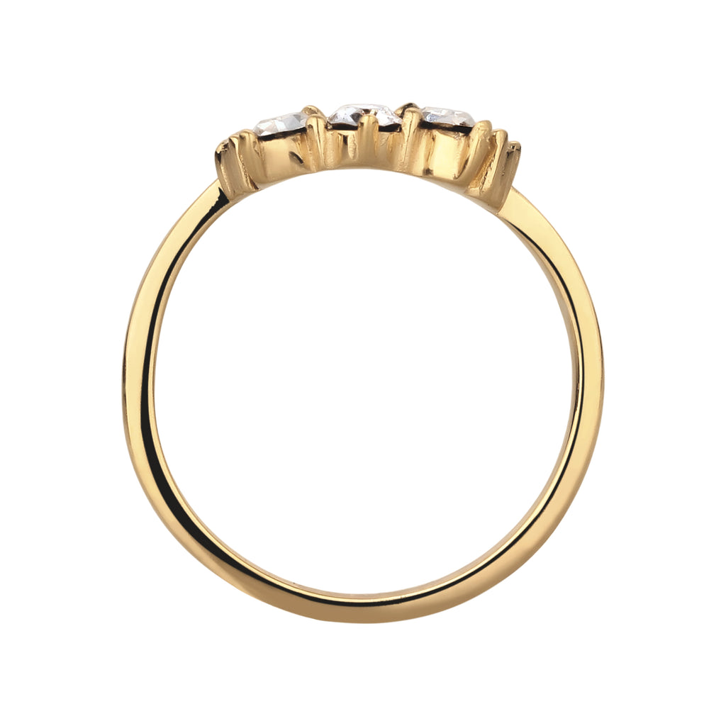Gold Cincin Perhiasan Perak 925 Wanita Sparkling Crystals White Gold Plated