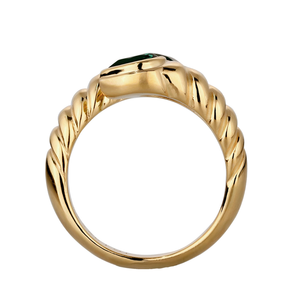 Gold Cincin Perhiasan Perak 925 Wanita Elegant Green Crystals Gold Plated