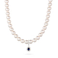 Pearl Strand Drop Necklace 925 Silver Dark Blue – Embellished with Pearls and Crystals by Swarovski®