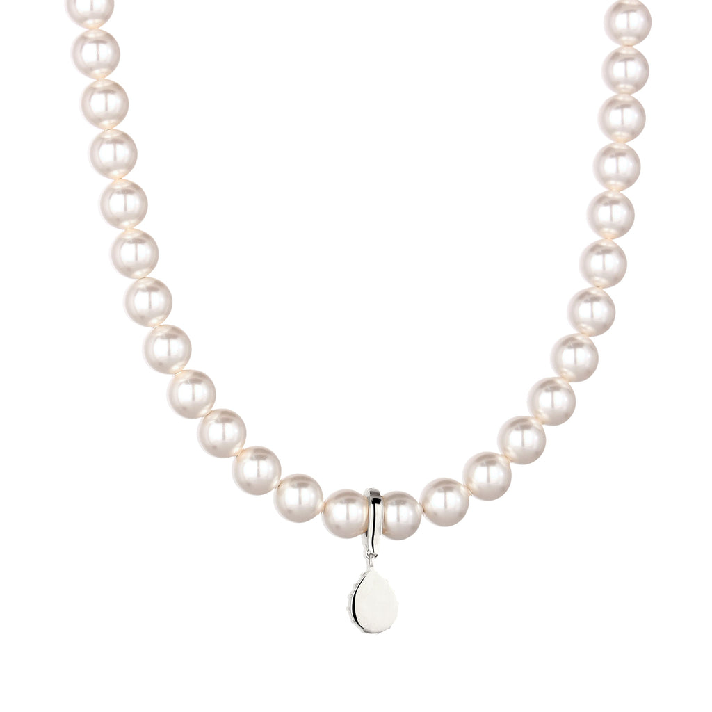Pearl Strand Drop Necklace 925 Silver Dark Blue – Embellished with Pearls and Crystals by Swarovski®