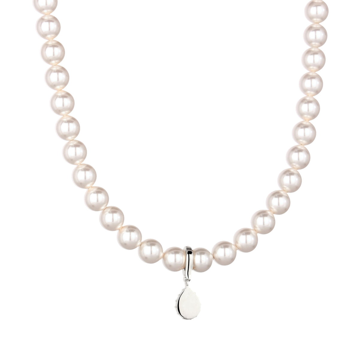 Pearl Strand Drop Necklace 925 Silver Dark Blue – Embellished with Pearls and Crystals by Swarovski®