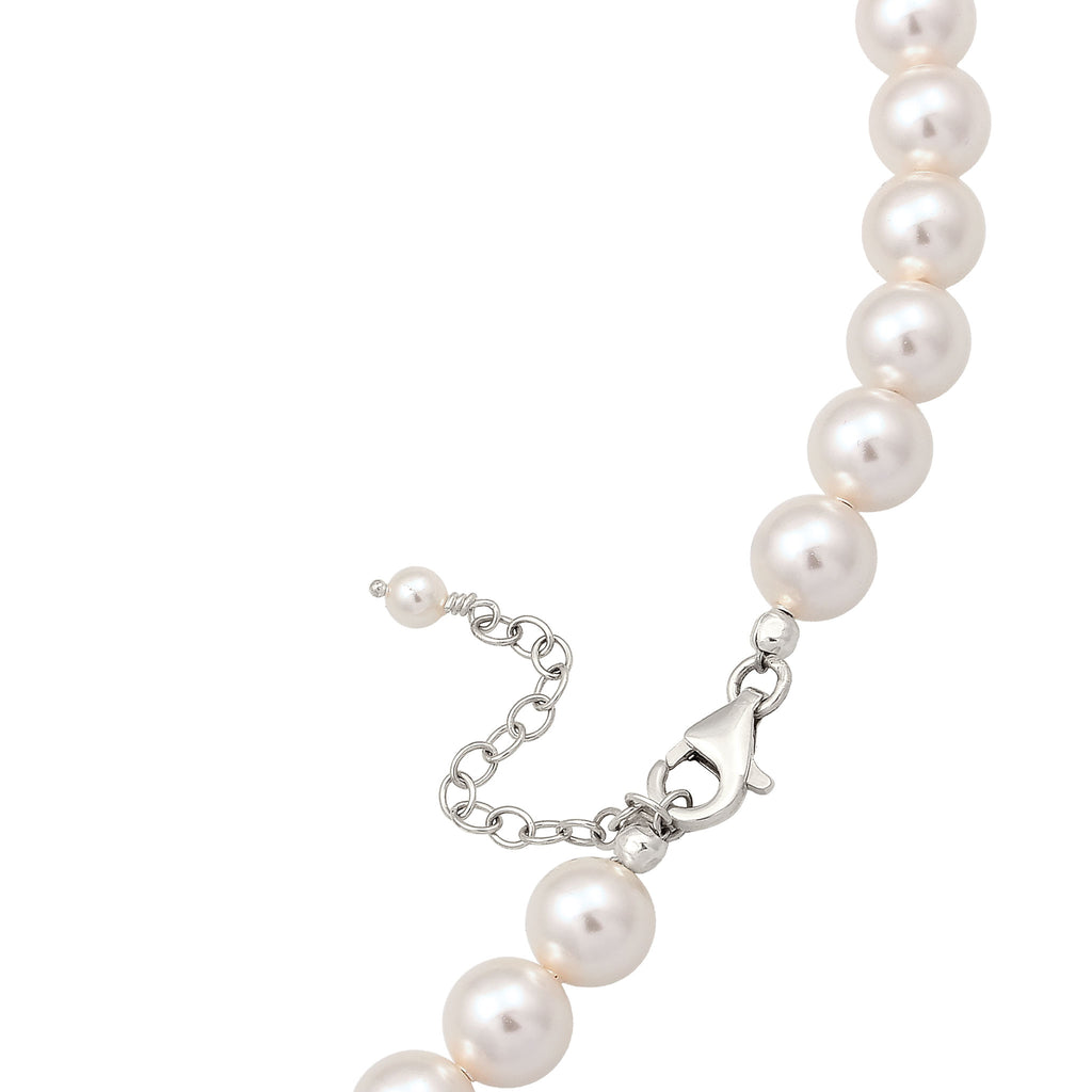 Pearl Strand Drop Necklace 925 Silver Dark Blue – Embellished with Pearls and Crystals by Swarovski®