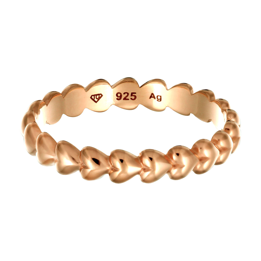 Rosegold Cincin Perhiasan Perak 925 Wanita Bandring Heart Rosegold Plated