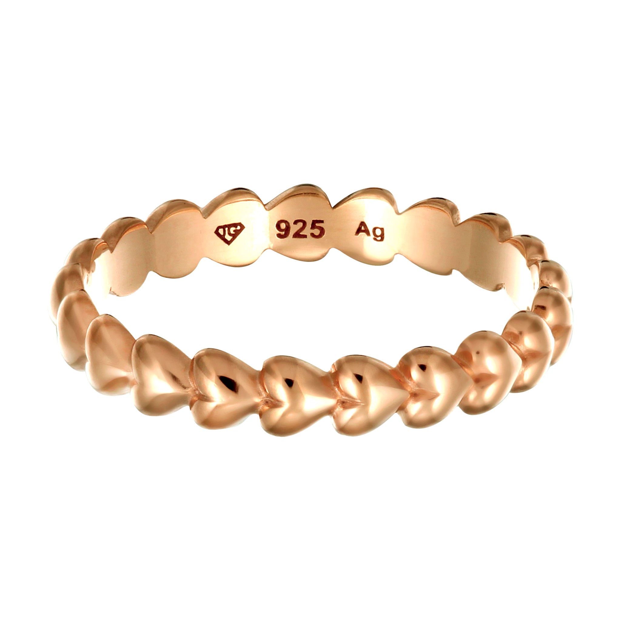 Rosegold Cincin Perhiasan Perak 925 Wanita Bandring Heart Rosegold Plated