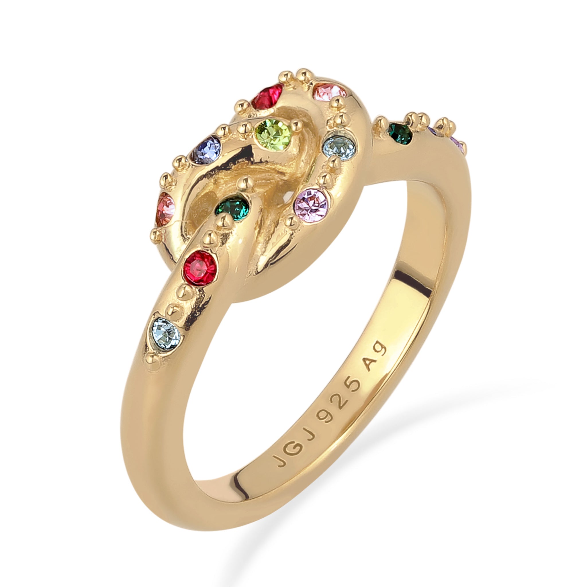 Gold Cincin Perhiasan Perak 925 Wanita Multicolor Swarovski® Crystals Gold Plated