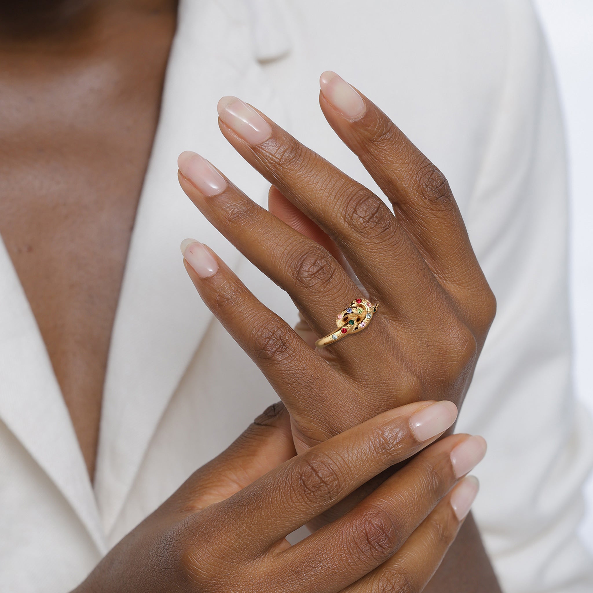 Gold Cincin Perhiasan Perak 925 Wanita Multicolor Swarovski® Crystals Gold Plated