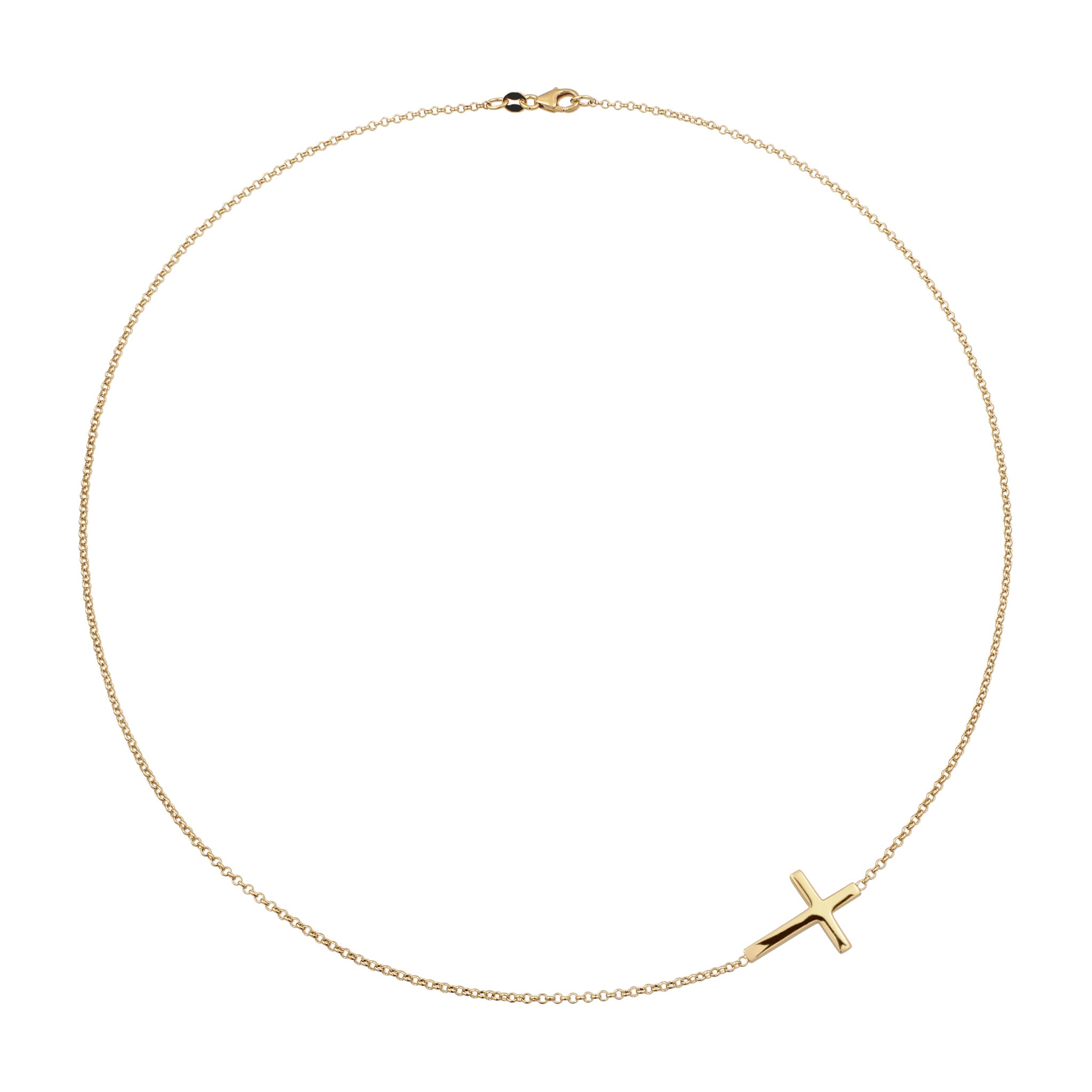 Gold Kalung Perhiasan Perak 925 Wanita Cross Pendant Gold Plated
