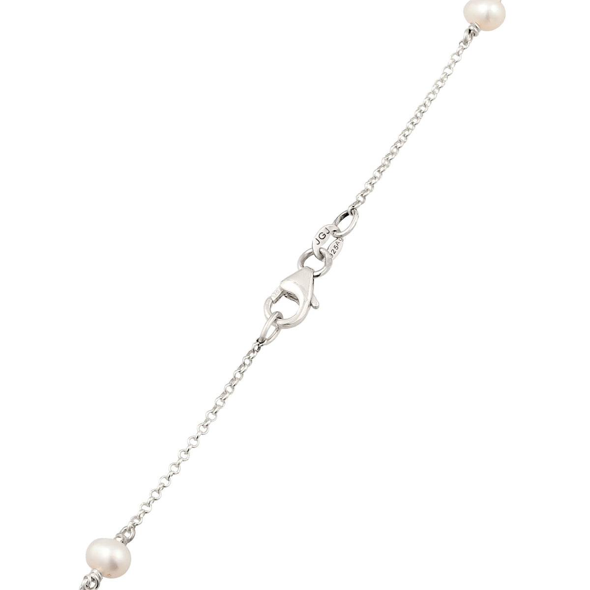 Pearl Station Necklace 925 Silver Freshwater Pearl