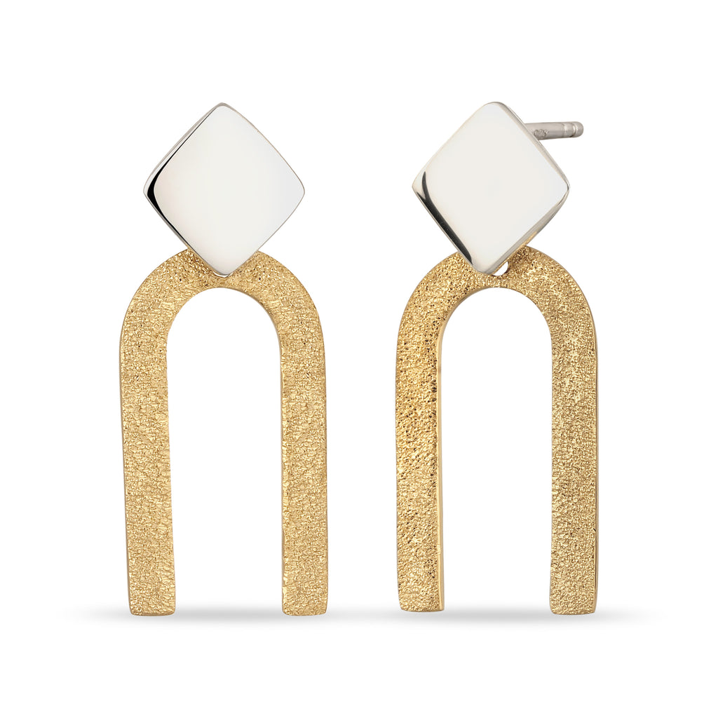 Bicolor Anting Stud Earrings Perak 925 Unisex Korea Style Minimalis