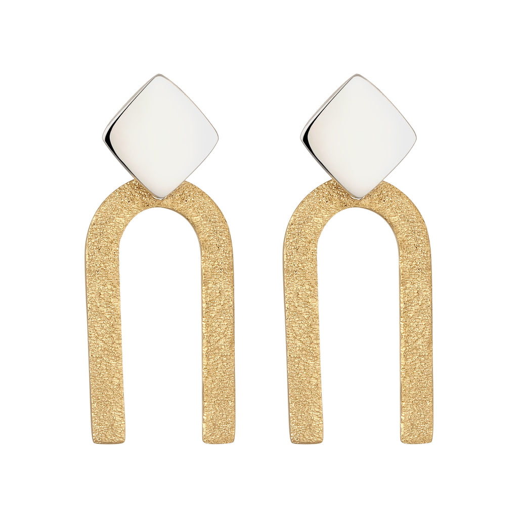 Bicolor Anting Stud Earrings Perak 925 Unisex Korea Style Minimalis