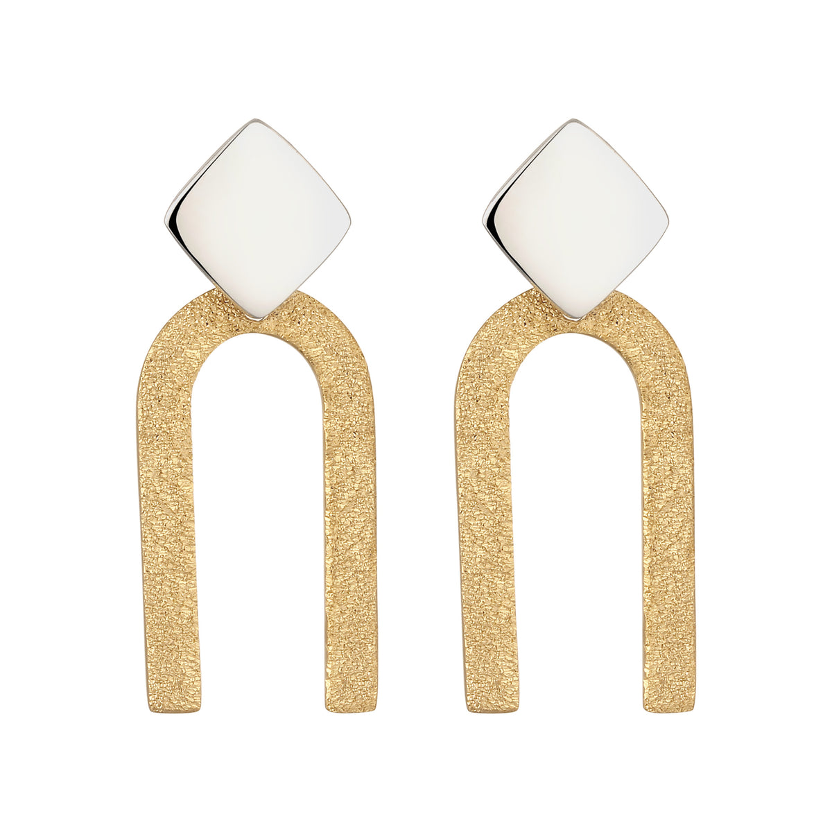 Bicolor Anting Stud Earrings Perak 925 Unisex Korea Style Minimalis
